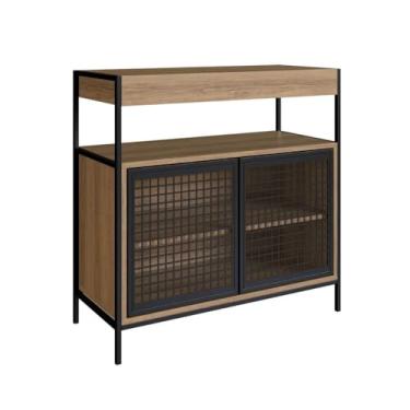 Imagem de Armário Gabinete de Banheiro 80cm Estilo Industrial com 2 Portas P1038 Preto/Mel sem Cuba