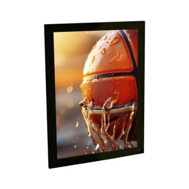 Imagem de Quadro Decorativo Basquete Bola Molhada Cesta Decoração Poster Quarto Sala