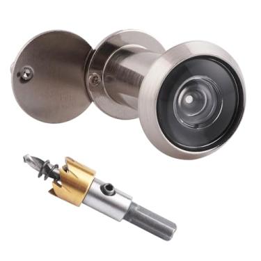 Imagem de Tahikem Visor de porta, visores de porta com kit de broca de 16 mm, serve para porta frontal de 35 a 60 mm, orifício para olho mágico de ângulo amplo de 200 graus - Níquel escovado