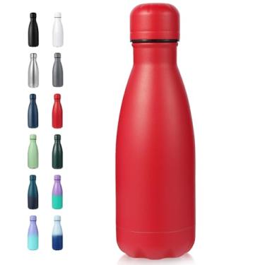 Imagem de Volhoply Garrafa de água pequena de 340 g, aço inoxidável, sem BPA, garrafa de água isolada de parede dupla, mantém frio por 24 horas e quente por 12 horas para bolsa infantil (vermelha)