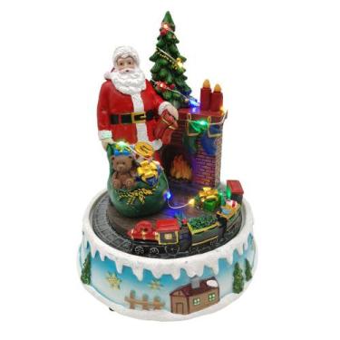 Imagem de Vila Natalina Noel e Trem Resina C/ Led e Som 14,5x14,5x20 - Niazitex,