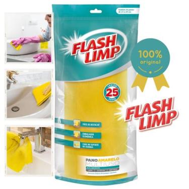 Imagem de ROLO PANO MULTIUSO AMARELO FLASH LIMP COM 25 UNIDADES DE 21x29cm