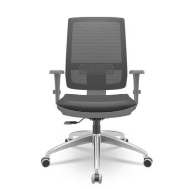 Imagem de Cadeira Brizza Diretor Grafite Tela Preta Assento Vinil Preto Base Rel