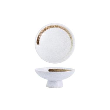 Imagem de Prato de lanche de cerâmica minimalista japonês, pastelaria vintage de pés altos e prato de chá - marrom charmoso