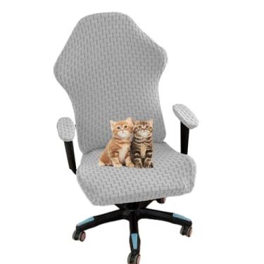 Imagem de Kitegrese Capa de cadeira de jogos capa elástica para cadeira de computador resistente ao desgaste lavável, para poltrona cadeira de computador de jogo (cinza claro)