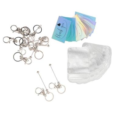 Imagem de Yosoo 10 PCS Conjunto de Barras de Chaveiro Beadable, Completo Com Sacolas de Bolsas Selvagens, Suprimentos de Criação, Cartões de Agradecimento, Em prata.