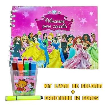 Imagem de Kit Para Colorir Varíos Temas + 12 Canetas Hidrocor Infantil - MIMOS P