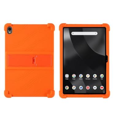 Imagem de Kwamaz Capa para tablet Onn de 12,1 polegadas (2024) modelo 100146663, capa infantil de silicone macio com suporte para Walmart Onn Surf Tablet 12,1 polegadas, laranja