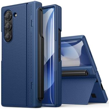 Imagem de BXYJY Capa para Samsung Galaxy Z Fold 6 com suporte para caneta S, ajuste fino com suporte, protetor de tela temperado e proteção de dobradiça, capa protetora de corpo inteiro resistente para Galaxy Z