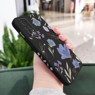 Imagem de Capa de celular com estampa de flores para Xiaomi Redmi Note 14, 13, 12, 11, 11S, 11T, 10, 10A, 10T, 10S, 9T, 9, 8, 7 Pro Plus, 10C, 9A, 9C, 9T, 4G, 5G, preta, para Note 14Pro 5G