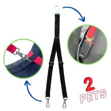 Imagem de Cinto de Segurança Preto Duplo Inter Pets para Cães ou Gatos