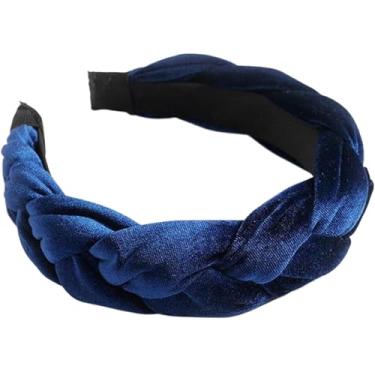 Imagem de Bandanas de veludo para mulheres, faixas trançadas de 5 cm de largura para mulheres, faixa elástica acolchoada de 180°, moderna antiderrapante para presente.