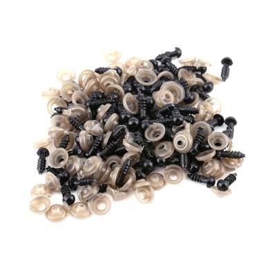 Imagem de Olhos Seguros, 100pcs 6 Mm Black Doll Safety Olhos Com Arruela para Brinquedos de Feltragem de Ursinho de Pelúcia, Miçangas de Contas (10mm)