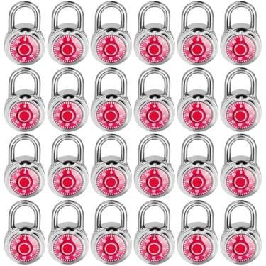 Imagem de Fechadura de combinação, trava de combinação de mostrador padrão LQYN , pacote com 24; placa giratória, 5 cm de largura, combinação fixa de três digitais, para escola, academia e armário, caixa de