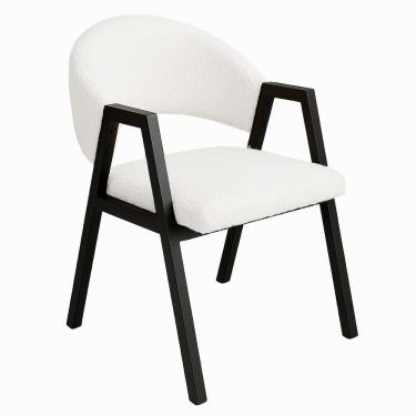 Imagem de Cadeira De Jantar Antonella Veludo Estilo Poltrona Com Pés Preto - 7 Decor Branco
