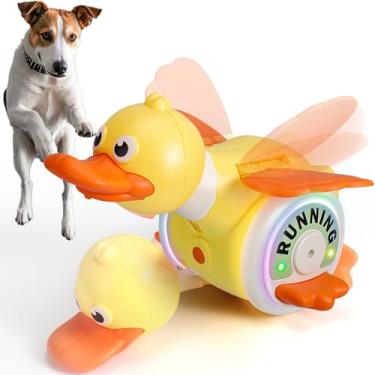 Imagem de BABORUI Brinquedos interativos para cães, pato, brinquedo de cachorro rangendo com sons musicais e luzes, brinquedos recarregáveis para cães pequenos/médios/grandes para mantê-los ocupados