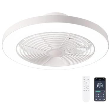 Imagem de Orison Ventiladores de teto com luzes, ventilador de teto de perfil baixo com luzes e controle remoto, 6 velocidades de vento ventilador de teto com montagem embutida inteligente para quarto, quarto