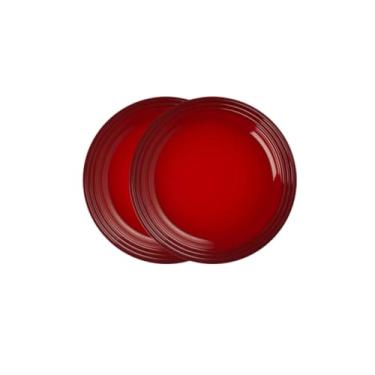 Imagem de Jogo de 2 Pratos Rasos de Cerâmica 22 cm Vermelho