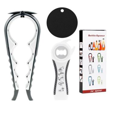 Imagem de Castrap 2025 Novo Conjunto De Abridores De Frasco 5 Em 1 Abridor De Garrafa De Cerveja 4 Em 1 Abridor De Tampa De Cozinha Abridor De Lata Multifuncional Para Uso Doméstico (3PCS - branco)