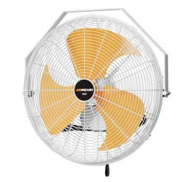 Imagem de AIRWIZARD Ventilador de metal de parede externo de 45,7 cm IPX4 à prova d'água 5200 CFM - Ventilador de grau industrial ajustável de 3 velocidades com motor selado para pátio, garagem, estufa, deck e