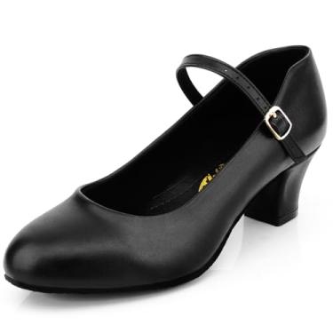 Imagem de Bokimd Sapato feminino preto antiderrapante latino salsa dança salto salão personagem sapatos sapatos vestido baile, Preto, 35