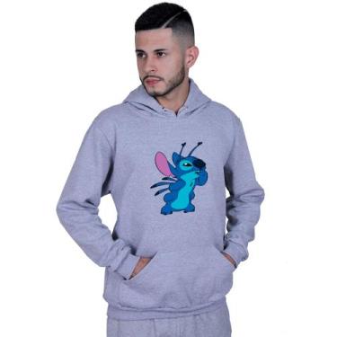 Imagem de Moletom Unissex Canguru Lilo Stitch Pensando - Lafre, Cinza, GG