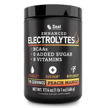 Imagem de Eletrólito em pó Zeal Naturals Enhanced Peach Mango 90 ct