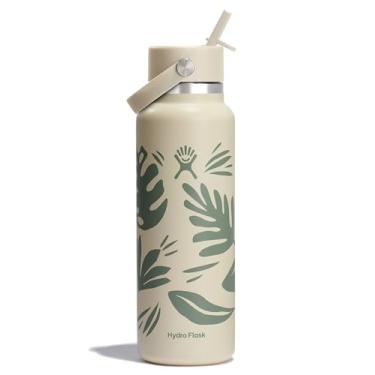 Imagem de Hydro Flask Garrafa de água - aço inoxidável isolado - tampa de canudo flexível de boca larga, não derrama, à prova de vazamento e recarregável em coco Botanical Bliss de 1,134 g