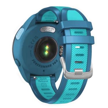 Imagem de Pulseira de relógio para Garmin Forerunner 165/55/245/645, Vivoactive 5/3, Vivomove Style/Luxe/HR/Sport - pulseira de substituição de silicone macio de liberação rápida de 20 mm (turquesa/azul)