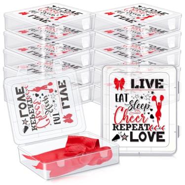 Imagem de DoubleFill Caixa grande de plástico com laço de torcida para torcida, caixa de presente de torcida, presente de faixa para seniores de 2026 para líderes de torcida, acessórios de cabelo, organizador