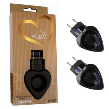 Imagem de Kit 2 Difusor Elétrico Original de Essências Coração Love Aromas Preto Bivolt – Aromatizador de Ambientes e Difusor de Óleos Essenciais, Aromas para Presente Criativo