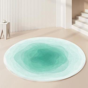 Imagem de Tapetes leves e luxuosos para sala de estar, macios e fofos, grossos, degradê redondo, estilo nórdico, decoração de quarto (160x160 cm/A)