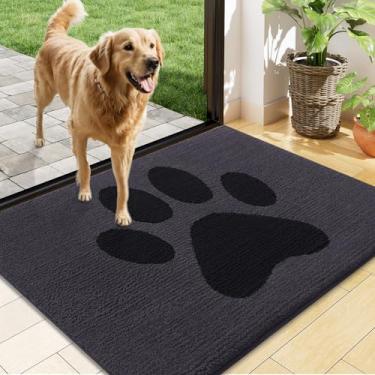 Imagem de Buganda Tapete de porta de cachorro para patas enlameadas, capachos absorventes de sujeira antiderrapante, tapete de baixo perfil lavável para cães de lama, tapete de entrada para piso interno (122 x