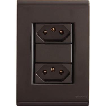 Imagem de Conjunto 4x2 Com 2 Tomadas 2p+t 10 A 250 V Tramontina Liz Grafite Tramontina