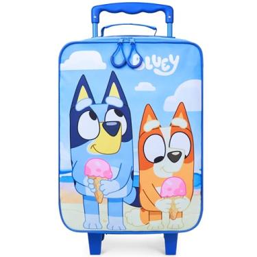Imagem de Bluey Mala de viagem infantil com rodas para meninos e meninas, bolsa de viagem dobrável, pequena com alça para presente leve para crianças, Azul, S (L18inch x W11.8inch) 15L, Bagagem infantil