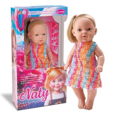 Imagem de Boneca Brinquedo Naty Bebê Com Cabelo Loira 34cm Bambola