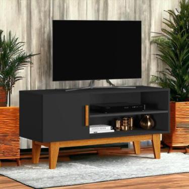 Imagem de Rack com Prateleiras Denver Preto e Naturalle Carmolar