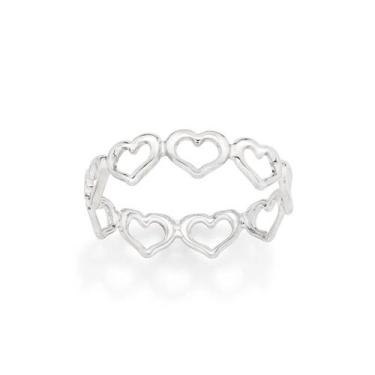 Imagem de Anel Rommanel aro de corações folhado platina 310851, 12