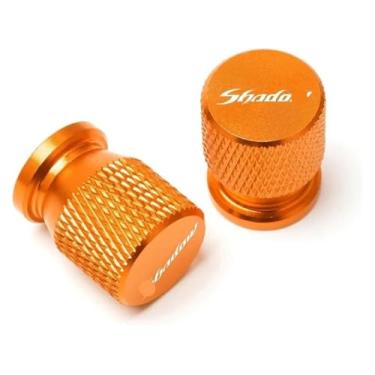 Imagem de Acessórios CNC Tampas de haste de válvula de pneu de roda tampa hermética compatível com Steed Shadow 400 600 VLX400 VLX600 VT400C VT600C VT600, preto (laranja)