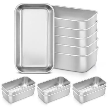 Imagem de TeamFar Mini forma de pão, 12 peças de formas de aço inoxidável para assar pão, forma de pão de 16 x 8 cm para pão caseiro, bolo de carne, bolo e brownies, não tóxica, pode ir ao forno e à máquina de