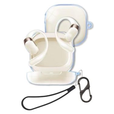 Imagem de Capa transparente para fones de ouvido Shokz OpenFit 2+ T921 2025, capa protetora FJIASTB flexível TPU à prova de choque com mosquetão e cordão (transparente)