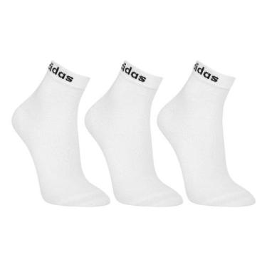 Imagem de Kit Meia Adidas Cano Baixo Logo Linear c/ 3 Pares, Branco, 38/40