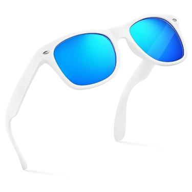 Imagem de Retro Rewind Óculos de sol infantis para meninos e meninas de 3 a 12 anos - Óculos de sol inquebráveis UV400 para crianças, Branco | Azul gelo Revo, One size fits most