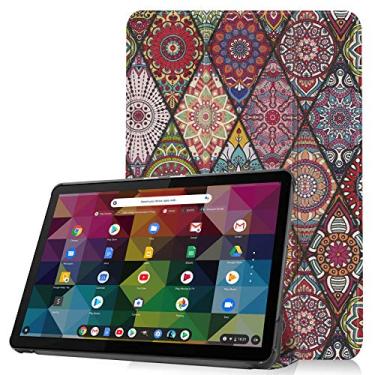 Imagem de Gylint Capa para Lenovo Chromebook Duet 2 em 1 Tablet 10.1, capa dobrável ultrafina de couro PU inteligente com função de ativação e hibernação automática para Lenovo Chromebook Duet 10.1 Mandala