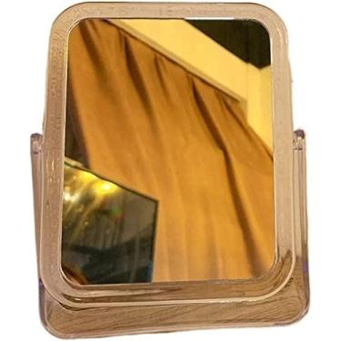 Imagem de TLTDSMY Espelho de maquiagem espelho de mesa dupla face transparente grau rotativo simples retângulo espelho de decoração de casa
