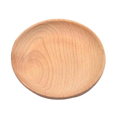 Imagem de Bandeja de comida de bambu de madeira para pires de xícara de chá, bandeja de armazenamento de pratos de frutas, palete, vaso de flores, bandeja de alimentos (P)