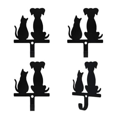 Imagem de FoyaHome Ganchos de parede de animais vintage, 4 peças de casaco fofo de gato e cachorro porta-chaves para parede, decorativo para entrada, banheiro, cozinha, para pendurar jaquetas, roupas, chapéus