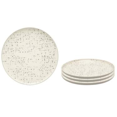 Imagem de Kit Jogo 4 Pratos Sobremesa Oxford Flat Chuvisco 20 cm em Cerâmica Dec