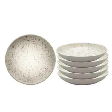 Imagem de Kit Jogo 6 Pratos Fundos Oxford Flat Chuvisco  20,5 cm em Cerâmica Dec