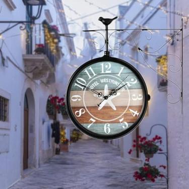 Imagem de Relógios De Parede Retrô Relógio Suspenso De Dupla Face Estilo Antigo Europeu Relógio De Parede De Dupla Face Relógios Clássicos Criativos Relógio Mudo De Ferro De Metal Suport, 4